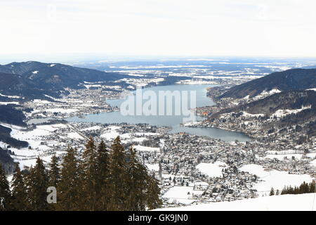 the tegernsee seen from wallenberg from. the wallenberg lies behind the south shore Stock Photo