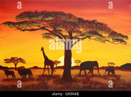 sunset in africa Stock Photo