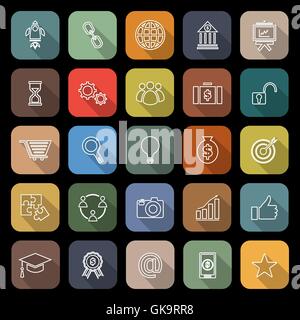 Start up line flat icons with long shadow, stock vector Stock Vector