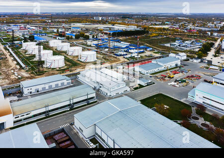 Aerial view on oil pumping station. Tyumen. Russia Stock Photo