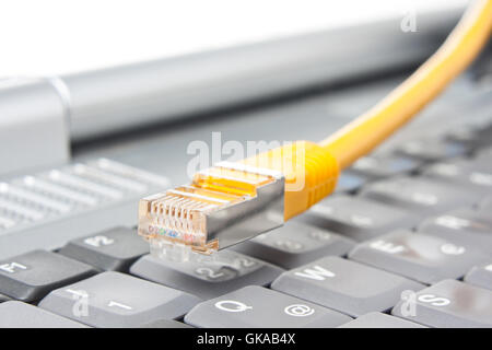 computer on the lan Stock Photo