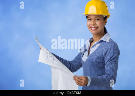 woman blue humans Stock Photo