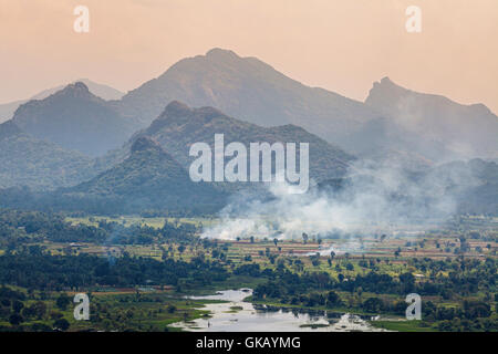 Sunset style mountain view from Sigiriya, Lion's Rock, Sri Lanka Stock Photo