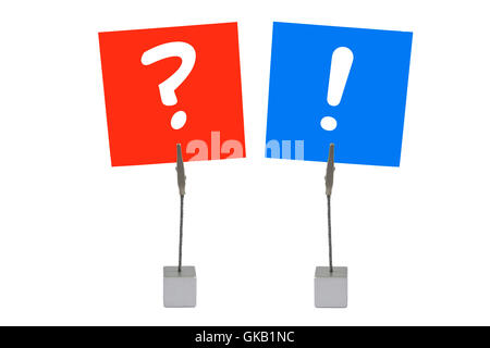 note holders and notepad: question and exclamation mark Stock Photo