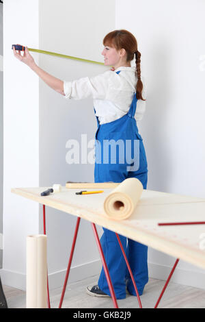 woman house building Stock Photo