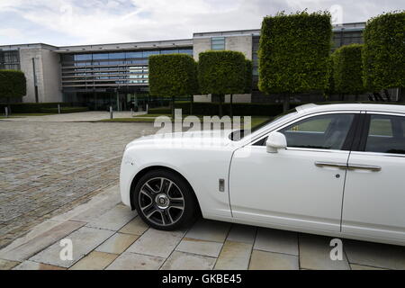 Rolls-Royce Ghost stands in front of the Goodwood car factory on August 11, 2016 in Westhampnett, United Kingdom. Stock Photo