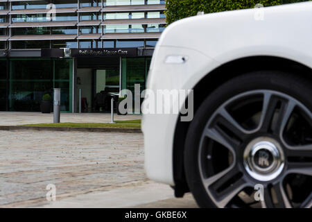 Rolls-Royce Ghost stands in front of the Goodwood car factory on August 11, 2016 in Westhampnett, United Kingdom. Stock Photo