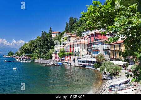 Varenna village and harbour on Lake Como, Lombardy, Italy. Stock Photo