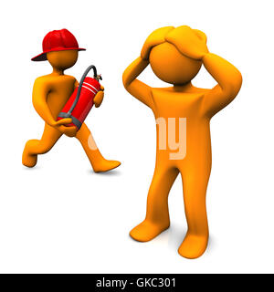 extinguisher fireman desperate Stock Photo