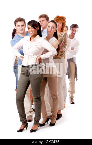 young group team with people of different ages in business Stock Photo