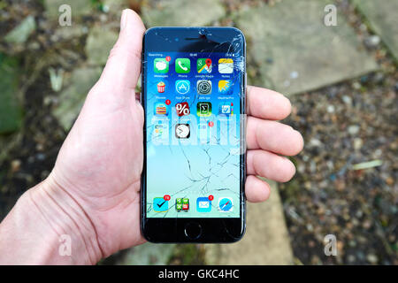 iPhone 6 Plus With A Broken Screen Stock Photo