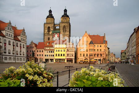 market square and town hall in wittenberg Stock Photo
