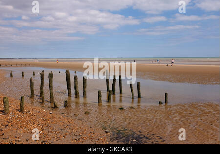 Winchelsea Beach near Rye and Hastings East Sussex UK with old sea defences