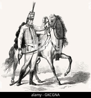 Hussar, illustration, 19th century Stock Photo