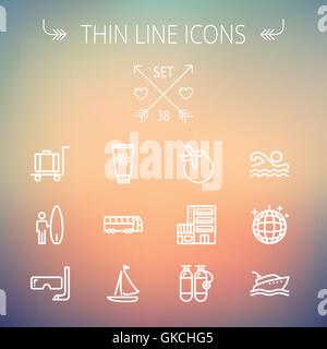 Travel thin line icon set Stock Vector