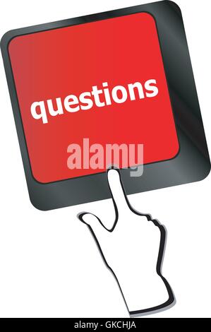 Computer keyboard key with key questions, closeup vector Stock Vector