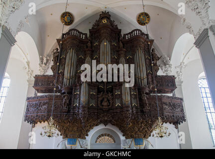 Copenhagen, Denmark - August 17, 2016: Pipe Organ inside the Vor Frelsers Church Stock Photo