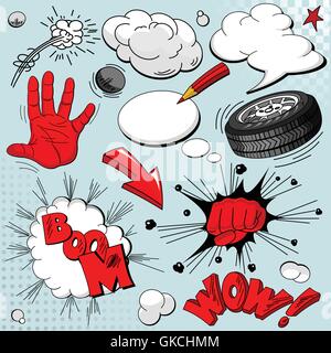 Set of comic book explosions Stock Vector