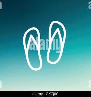 Beach slippers thin line icon Stock Vector