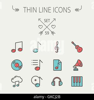 Music and entertainment thin line icon set Stock Vector