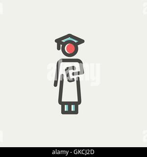 Graduation thin line icon Stock Vector