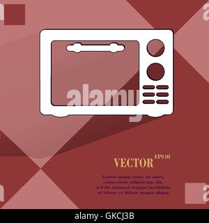 microwave. kitchen equipment. Flat modern web button  on a flat geometric abstract background Stock Vector