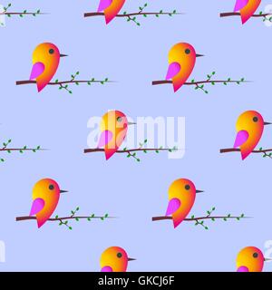 bird sparrow. St. Valentine's Day. Seamless pattern. Vector Stock Vector