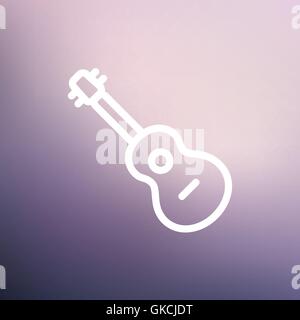 Acoustic guitar thin line icon Stock Vector