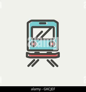 Back view of the train thin line icon