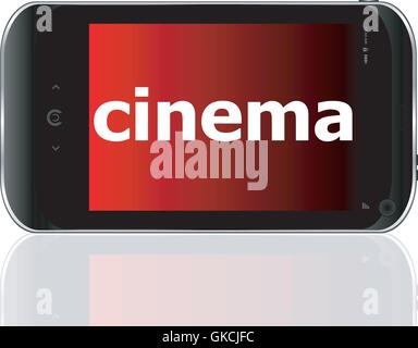 Web development concept: smartphone with word cinema on display vector Stock Vector
