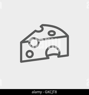 Piece of cheese thin line icon Stock Vector