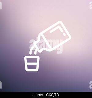 Medicine and measuring cup thin line icon Stock Vector