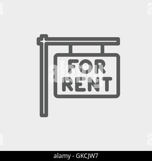 For rent placard thin line icon Stock Vector