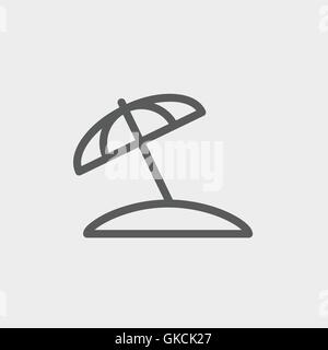 Beach umbrella thin line icon Stock Vector