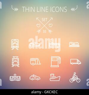 Transportation thin line icon set Stock Vector