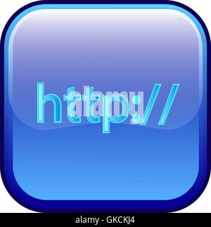 Big blue button labeled "http" Stock Vector