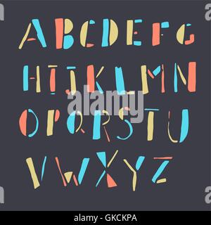Hand-drawn Colorful Doodles Alphabet Stock Vector