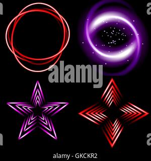 set of multicolored neon background with place for your text. Stock Vector