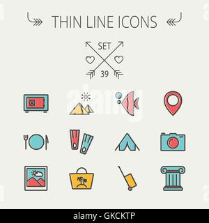 Travel thin line icon set Stock Vector