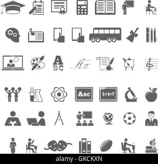 Set of school and education flat icons Stock Vector