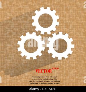 Settings Sign web icon on a flat geometric abstract background Stock Vector