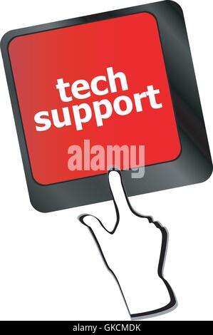 Personal computer keyboard with key tech support vector Stock Vector