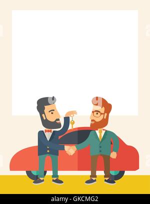 Man handed a key to other man Stock Vector