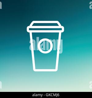 Disposable coffee cup thin line icon Stock Vector