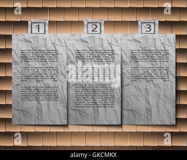 Infographics design with banners template. Cutting paper space for text on  background textured Stock Vector
