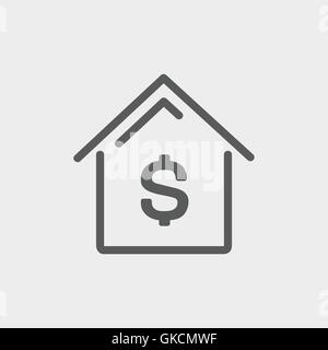 House mortgage thin line icon Stock Vector