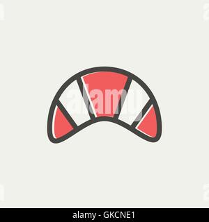 Delicious baked croissant thin line icon Stock Vector