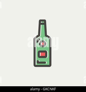 Bottle of whisky thin line icon Stock Vector