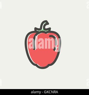 Bell pepper thin line icon Stock Vector