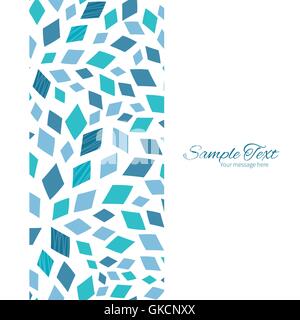 Vector blue mosaic texture vertical frame seamless pattern background Stock Vector